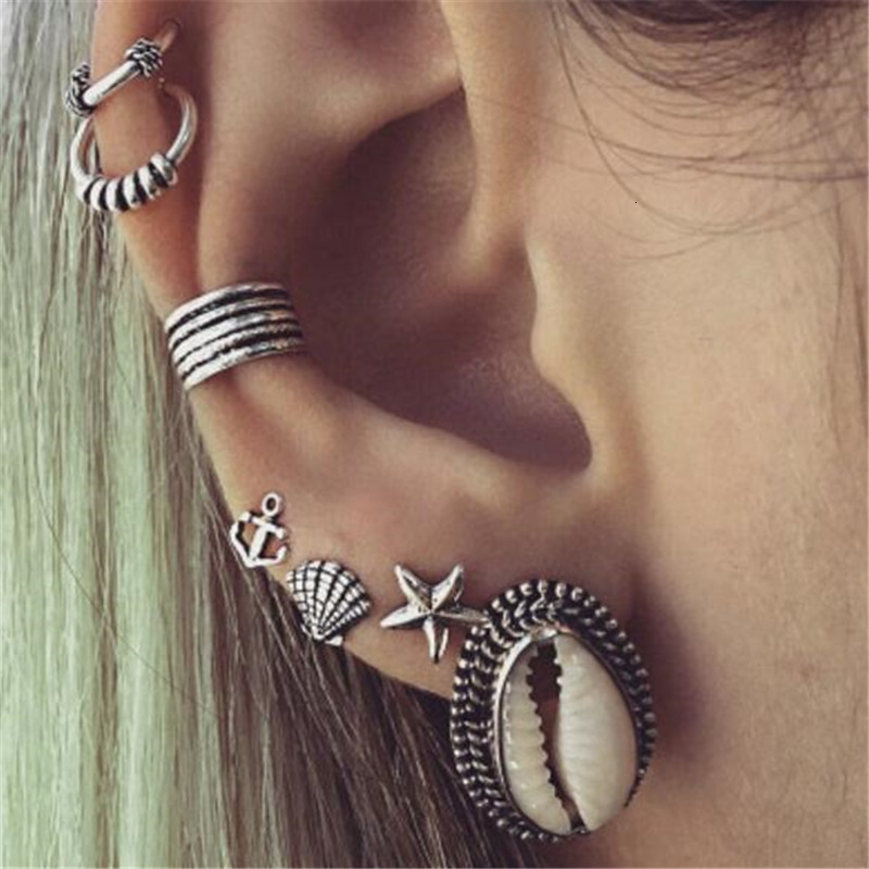 

Women Shell Jewelry Sets Posimi Second Shell Starfish Anchor Earrings Suit Earring Seven Paper Set Earrings