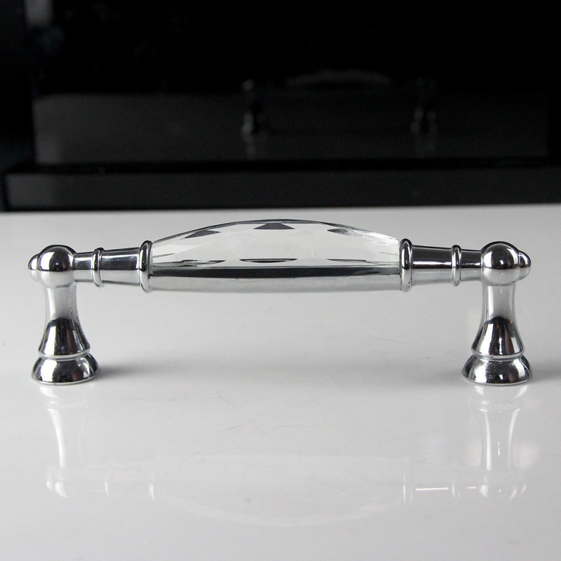 2019 Glass Dresser Drawer Handles Black Clear Pulls Chrome Metal