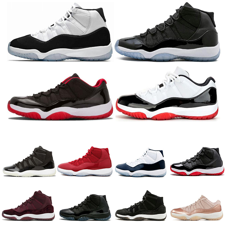 

New 11 11s Mens Basketball Shoes Concord 45 Cap and Gown Legend Blue Space Jam XI Women Sport Sneakers Shoes, Bred high