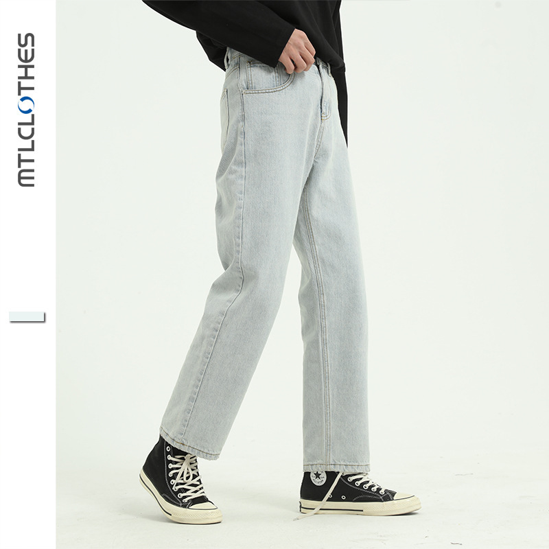 

MTL men' clothing | Korea light blue jeans cultivate morality joker, See chart