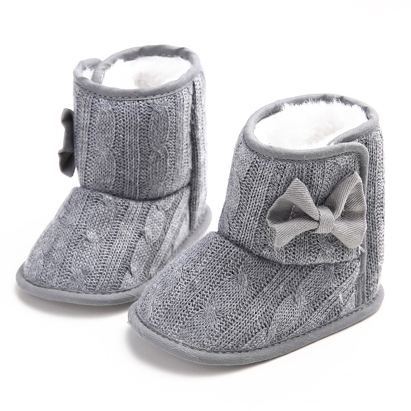 

Winter Warm Baby Girl Boots Casual Cute Soft Solid Infant Prewalker Bow Plus Velvet Warm First Walkers Baby Shoes, Qy0121w