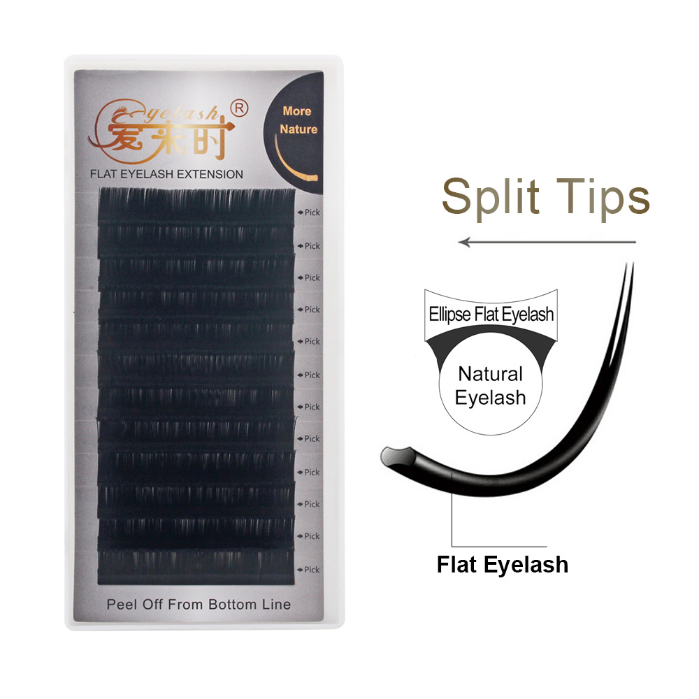 

Matte Flat Eyelash Extensions New Ellipse Split Tips Eyelashes Extension 0.10/0.15/0.20mm Flat Lashes Dropshipping
