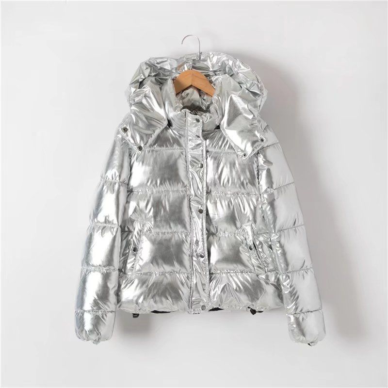 Women's Duck Goose Down Ultralight Winter Jacket Warm Puffer Coat Shiny Silver