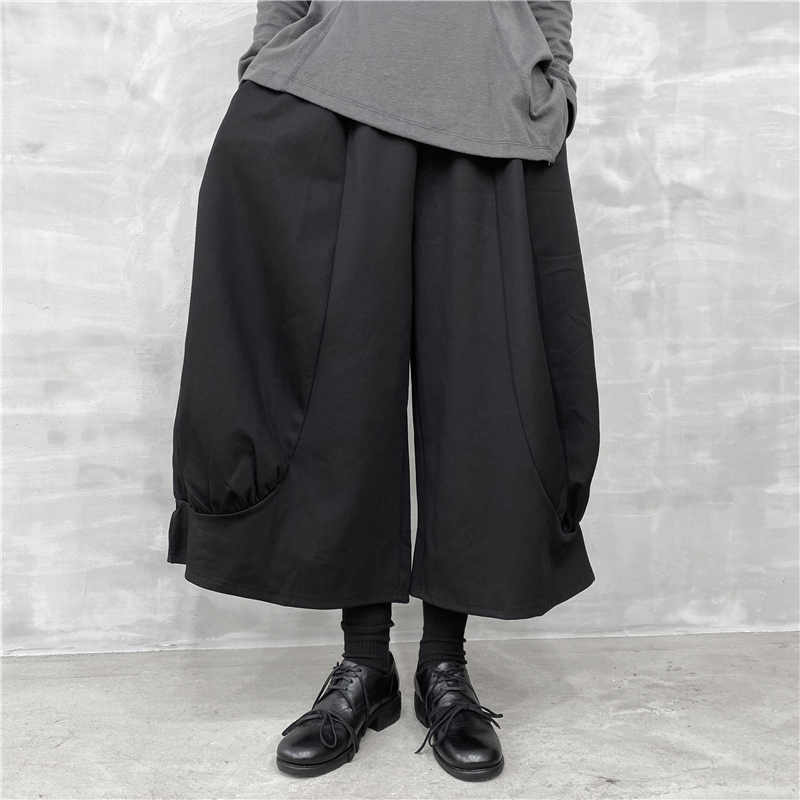 

27-44 2019 Men's clothing Hair Stylist Catwalk Original fashion Lantern arc wide leg pants plus size costumes, Black