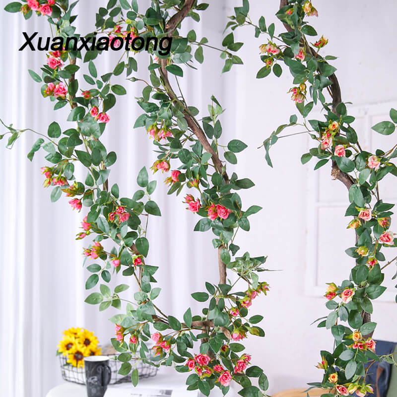 

Xuanxiaotong 170cm Silk Faux Rose Vine Hanging Flower Garland for Wedding Party Home Garden Decoration Roses Flower Rattan, White