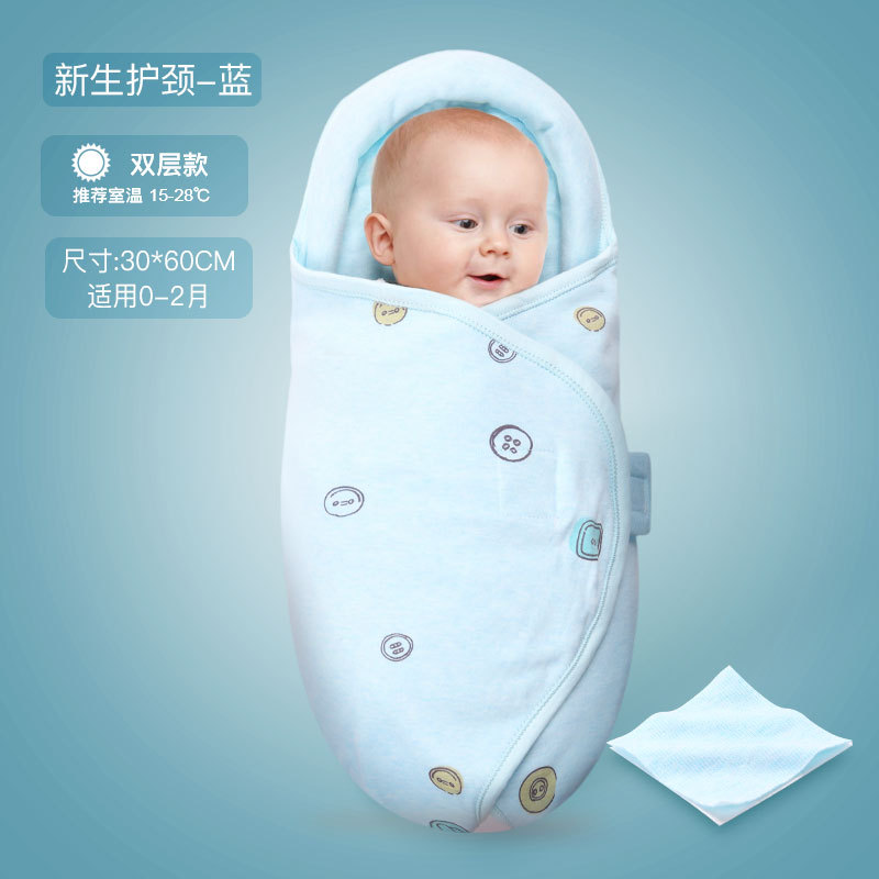 

Newborn Baby Boy Blanket Sleeping Bag Cotton Thin Section Neonatal Bag Towel Baby Swaddle Quilt Stroller Wrap, Blue-s