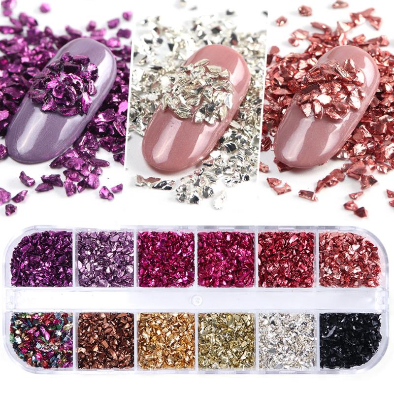 

3D Irregular Stones Flakes Nail Art Rhinestones Glitter Sequins Rose Gold Studs Beads Nail Crystals Diamonds Decorations TRBLB/S