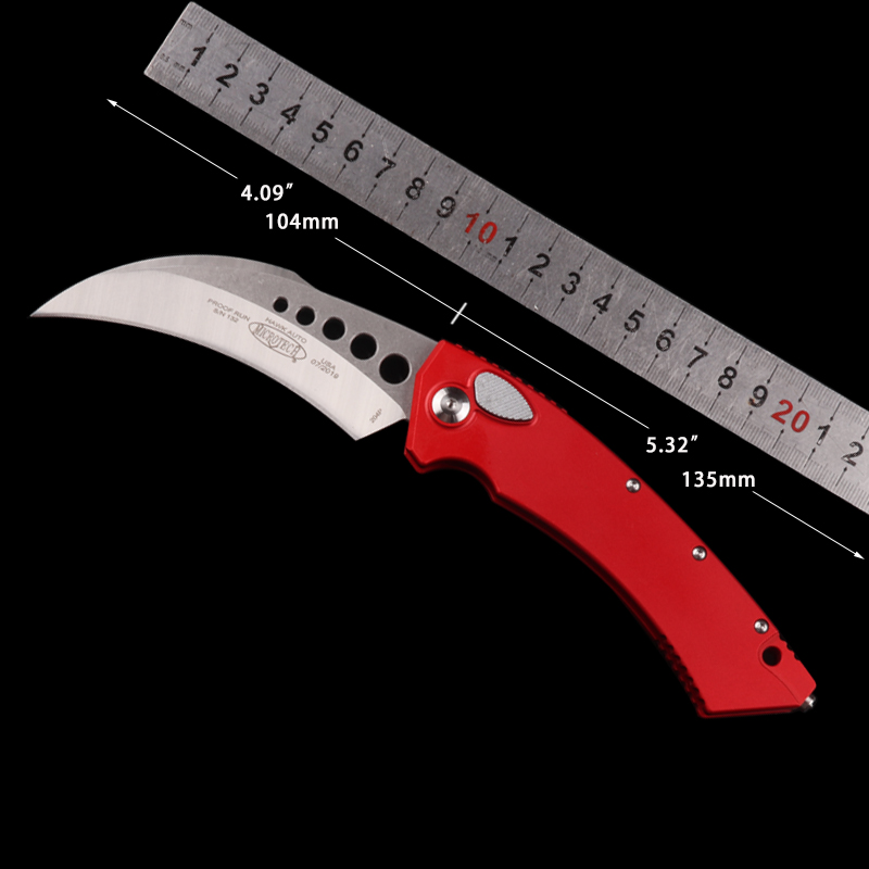 

Micro tech 166-10 Hawk AUTO Folding Knife push button automatic Tactical knive EDC Christmas gift UTX pocket knifes boy birthday present aluminium