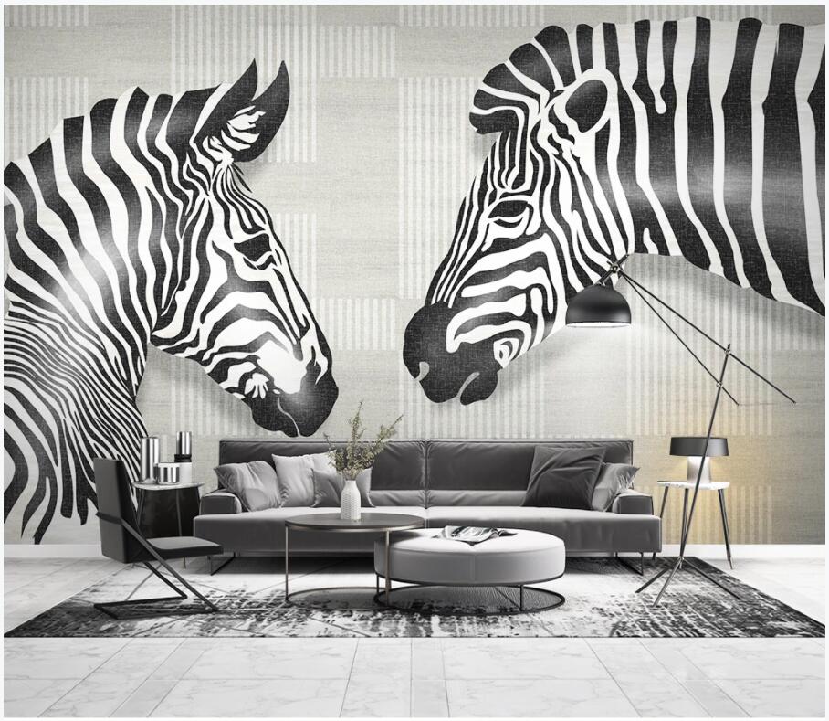 

3d wallpaper on the wall custom photo Modern minimalistic animal zebra geometric lines home decor living room wallpaper for walls 3 d, Non-woven wallpaper