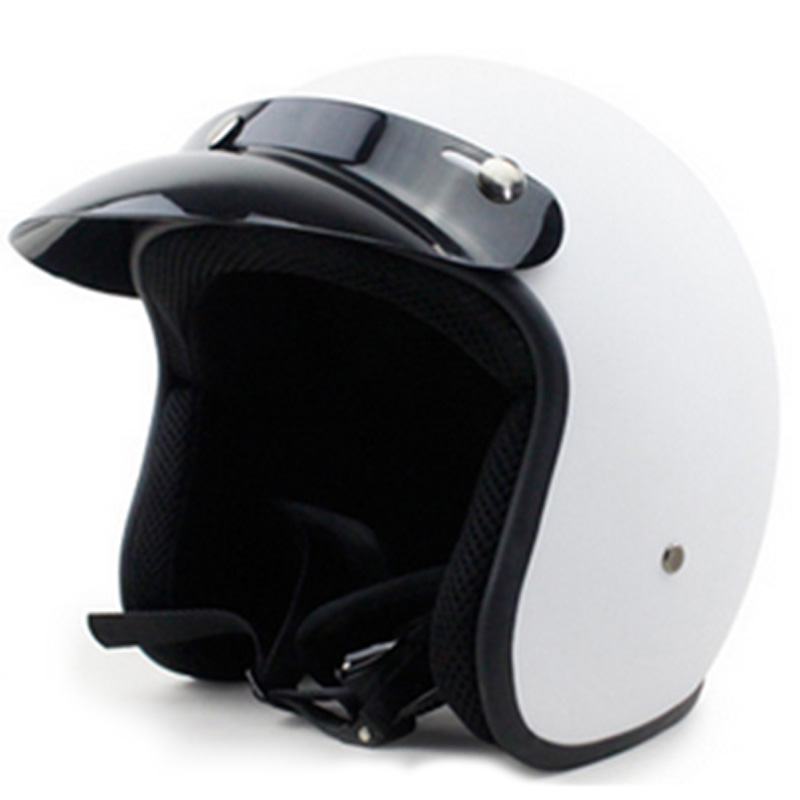 

HOT-Retro Helmet Helmet Unisex Light Fashion Motorcycle Retro Motorcycle Bright White, Black