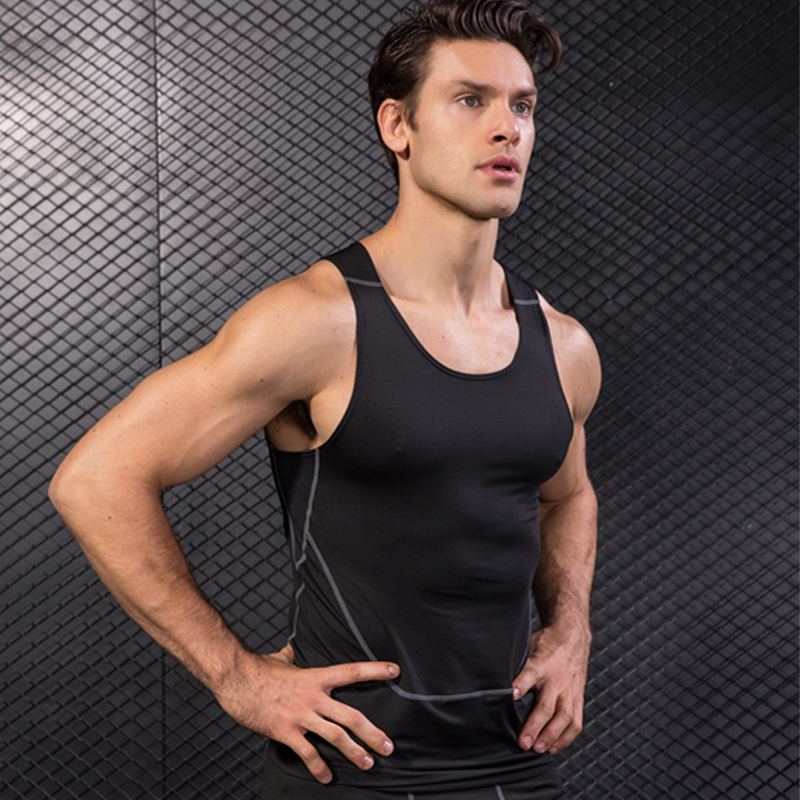 

Mens Tank Top Bodybuilding Muscle Shirts Compression Tank Top Men Sleeveless TShirt Sports Shirt For Men Slim Running Vest, Black