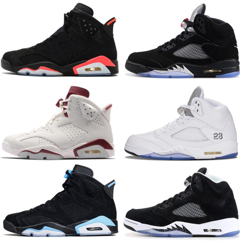 

5s Mens Basketball Shoes 5 Bred Wings Oreo Silver 6s 6 Black Infrared UNC Tinker Women Sports trainers Sneakers With Box, Color 1