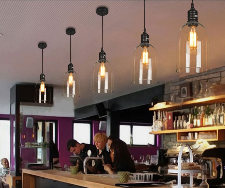 

Vintage Indoor Retro Pendant Light Glass Hanglamp E27 Industrial Pendant Lamps Bar Cafe Kitchen Fixtures Luminaire Ceiling Lighting