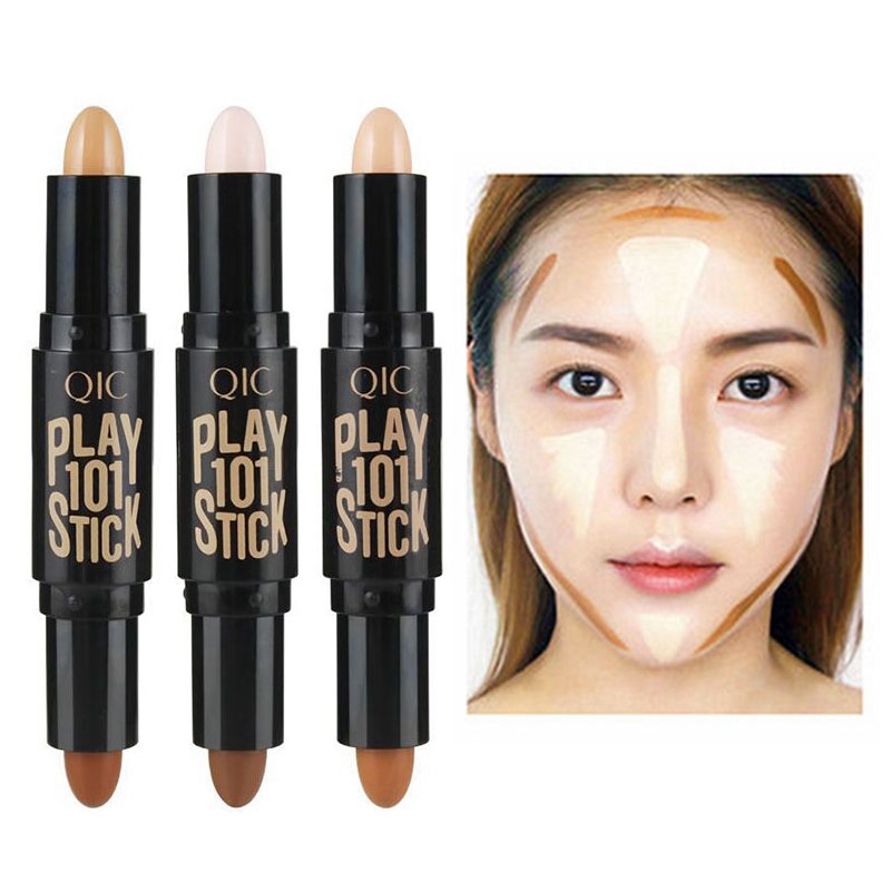 QIC Women Highlighter Face Concealer Stick Contouring Bronzers Highlighters Pen Cosmetic 3D Makeup Corrector Contour Stick