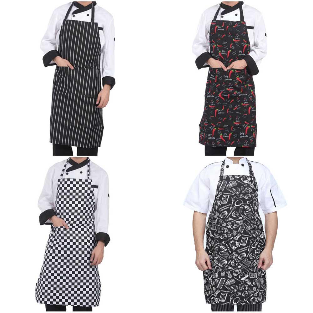 

Adjustable Half-length Adult Apron Striped Hotel Restaurant Chef Waiter Apron Kitchen Cook With 2 Pockets