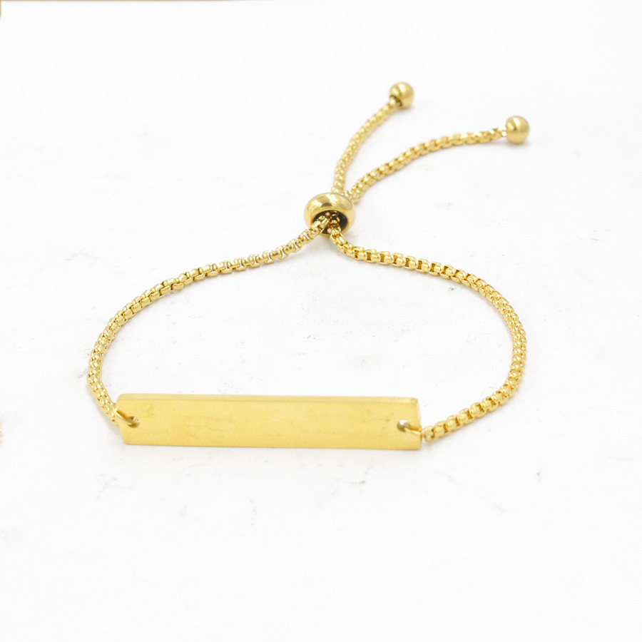 

Handmade Stainless Steel Blank Bar Bracelet Mirror Polished DIY Engrave Adjustable Gold Bracelet Slider Box Chain Bracelets For Men Women