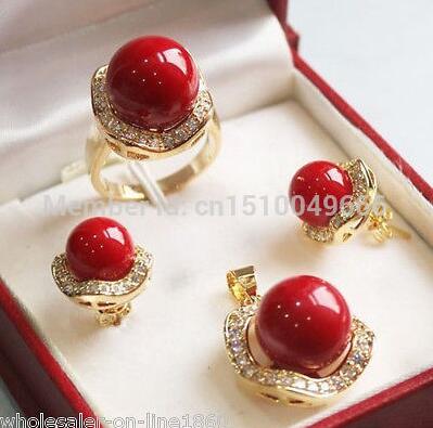 Real 10mm Golden Sur Mar Concha Perla Collar Pulsera Aretes