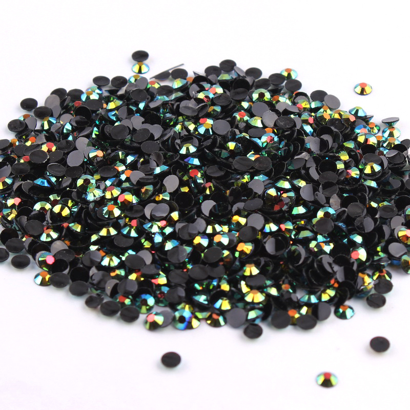 

Jet Black AB 2mm,3mm,4mm Nail Art Resin Jelly Rhinestone Round Flatback For DIY Nail Art Accessories