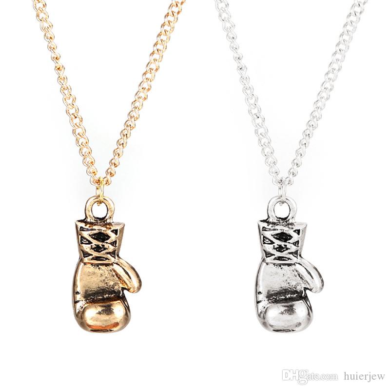 

Pendant necklace Gold/Silver Plated Mini Boxing Glove Necklace Boxing Jewelry Cool Pendant For Men Boys Chain Necklaces