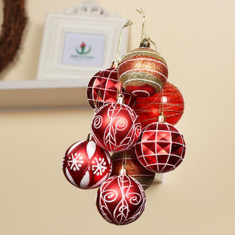 

24 Pcs Christmas Ball Shine Ball Painted Package Christmas Ornament Tree Decoration