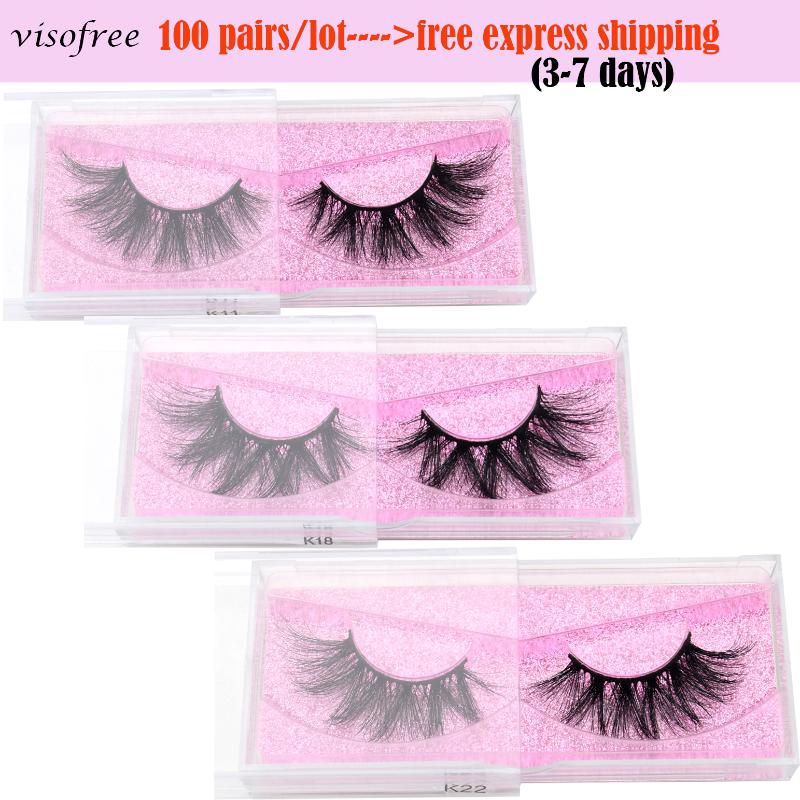 

100 Pairs Free DHL Visofree 5D Mink Eyelashes 100% Cruelty Free Mink Lashes Fluffy Natural False Eyelashes Long Makeup