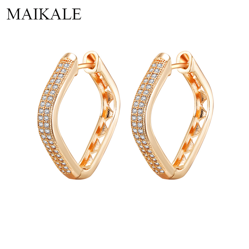 

Hoop & Huggie MAIKALE Charm Big Square Earrings For Women Hollow Gold Silver Cubic Zirconia Party Fashion Jewelry Luxury Gifts