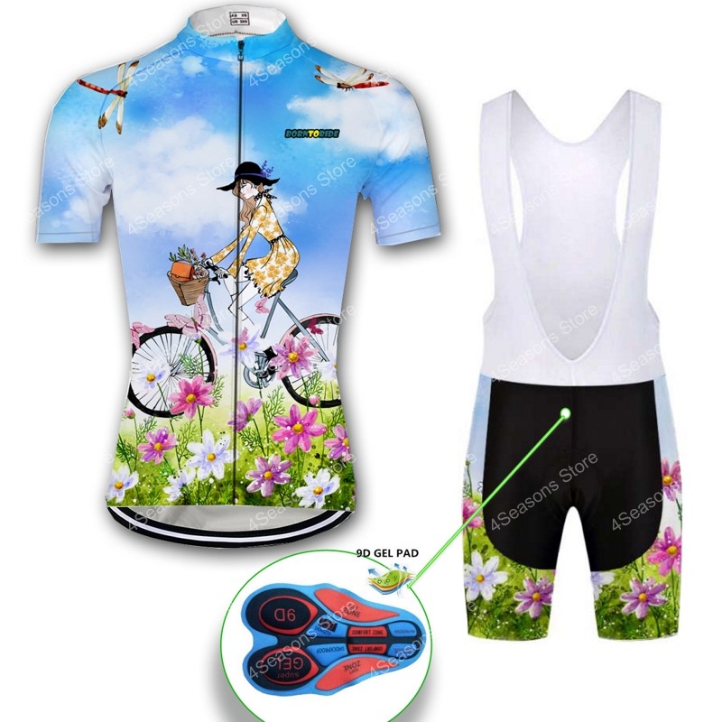 

Women Cycling Jersey Set Bicycle Clothing Cycling Clothes Short Sleeve Bike Jersey Ladies Shorts Cycle Sets Breathable Summer
