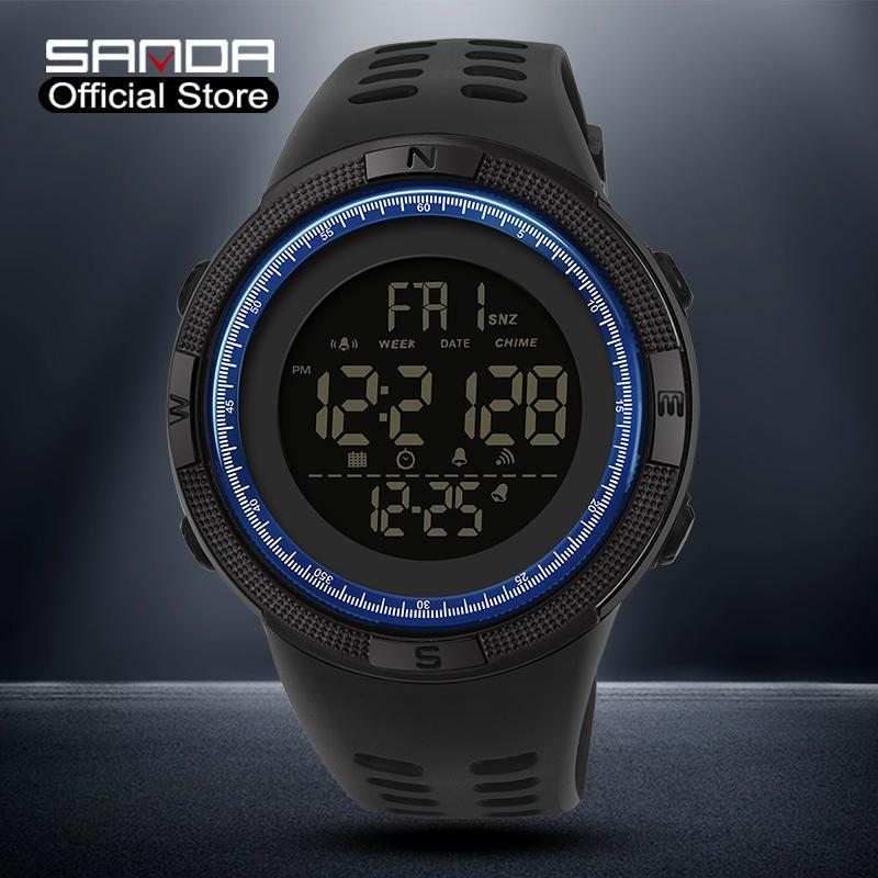 

SANDA Men's Watch Sport LED Digital Watch Multifunction Chronograph Outdoor Waterproof Wrist Watches relogio digital, Gold