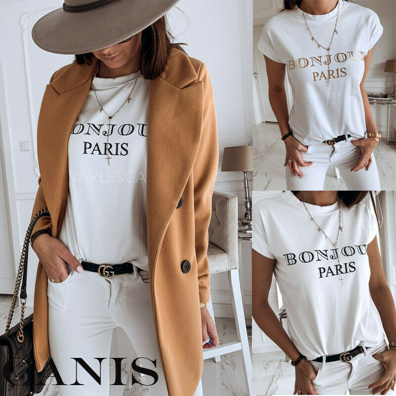 

Summer Brand New Elegant Simple Womens Casual Club Slim Tops Tee Female Short Sleeve Crew Neck Black White Basic T-Shirt