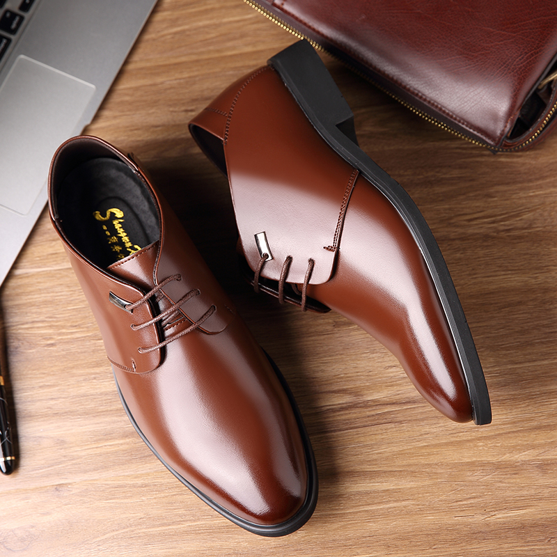 

2020 Spring Men's Dress Shoes Leather Classic Formal Shoes Office Business Wedding Pointed Suit Shoes, Black