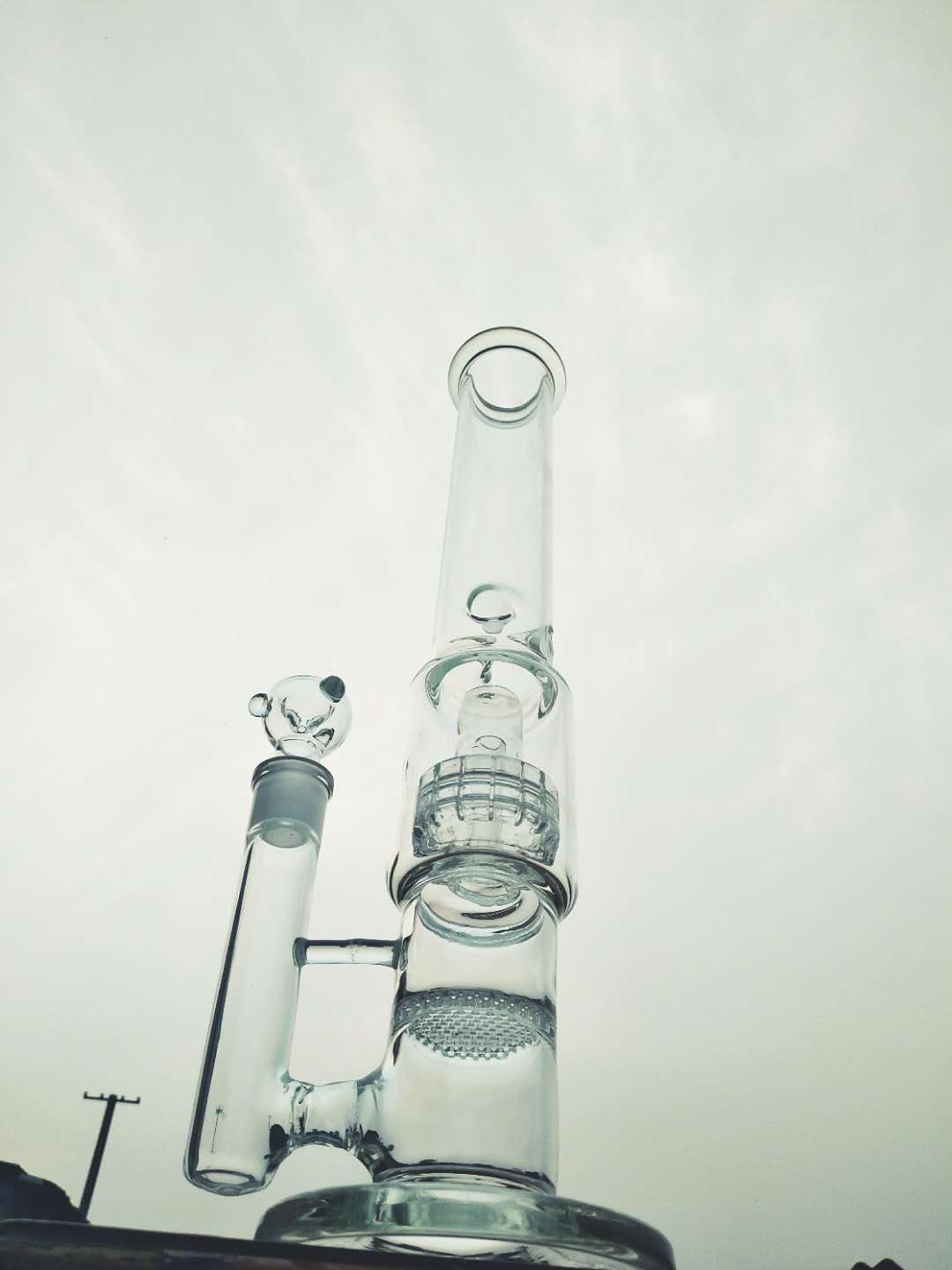 

h:45cm tall Bongs cheap oil rigs glass water pipe triple honeycomb glass smoking water pipe hookahs
