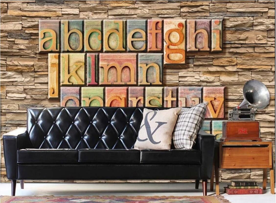 

3d room wallpaper custom photo mural 3D woodcut English stone wall retro tooling background wall wallpaper for walls 3 d, Non-woven fabric