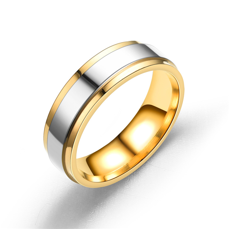 

Gold contrast color rings Stainless steel ring women mens ring Love rings band fashion jewelry will and sandy gift, Silver
