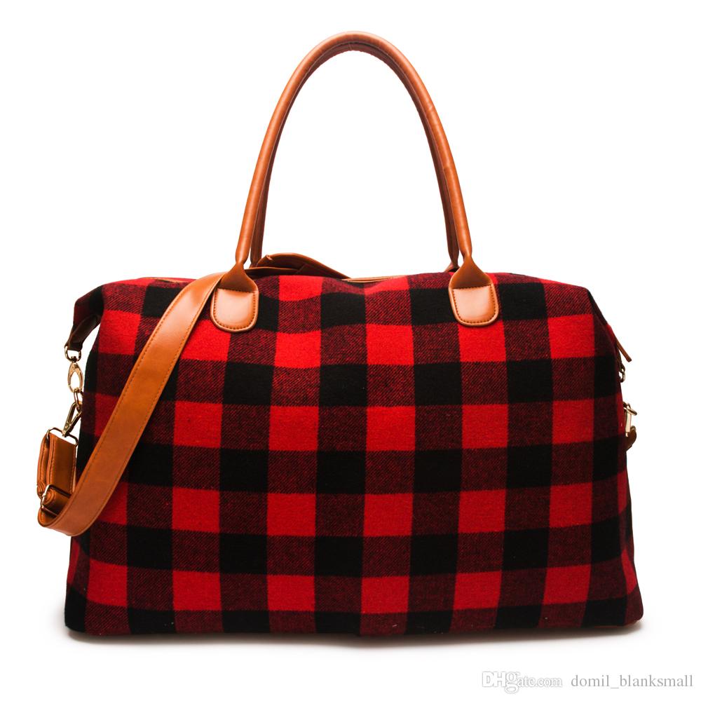 Buffalo Plaid Check Weekender Bag Wholesale Buffalo Travel Bag Luggage