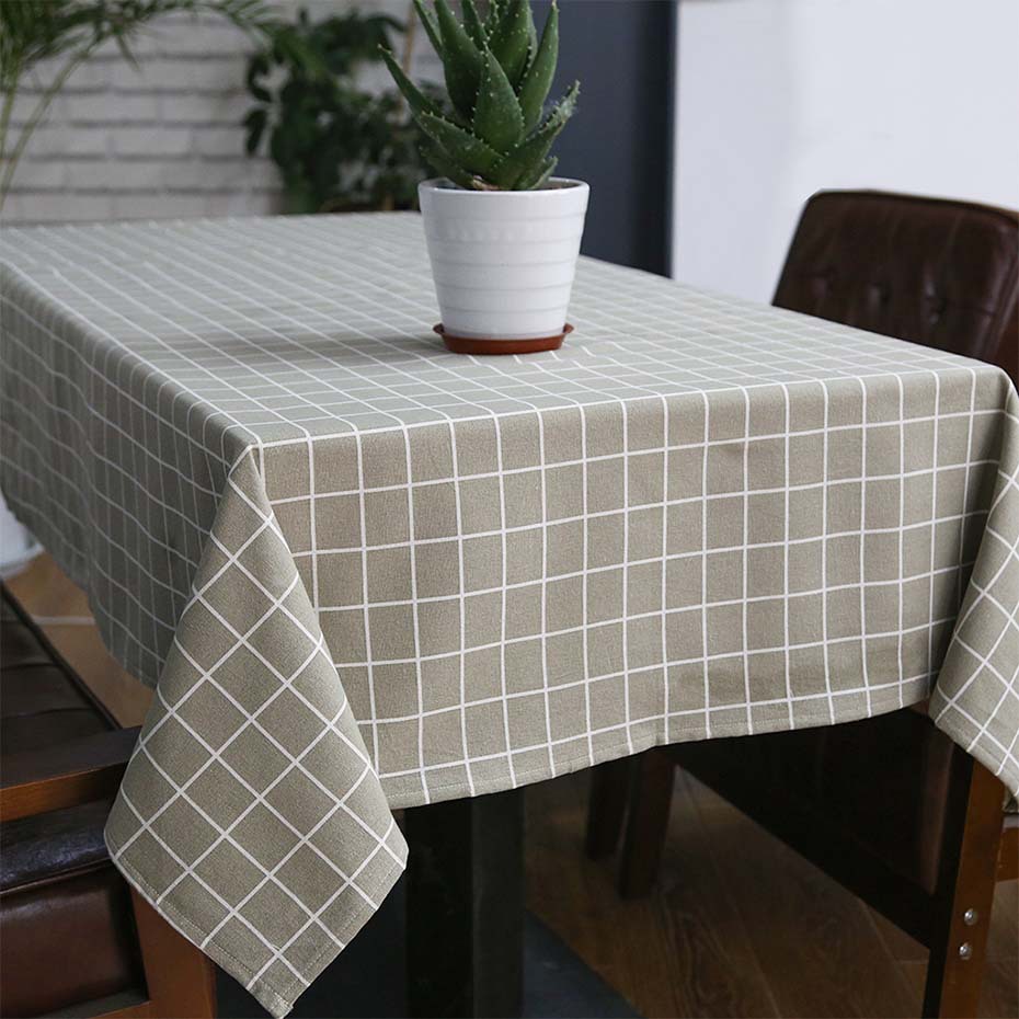 Sytlish Linen Table Cloth Country Style Plaid Print