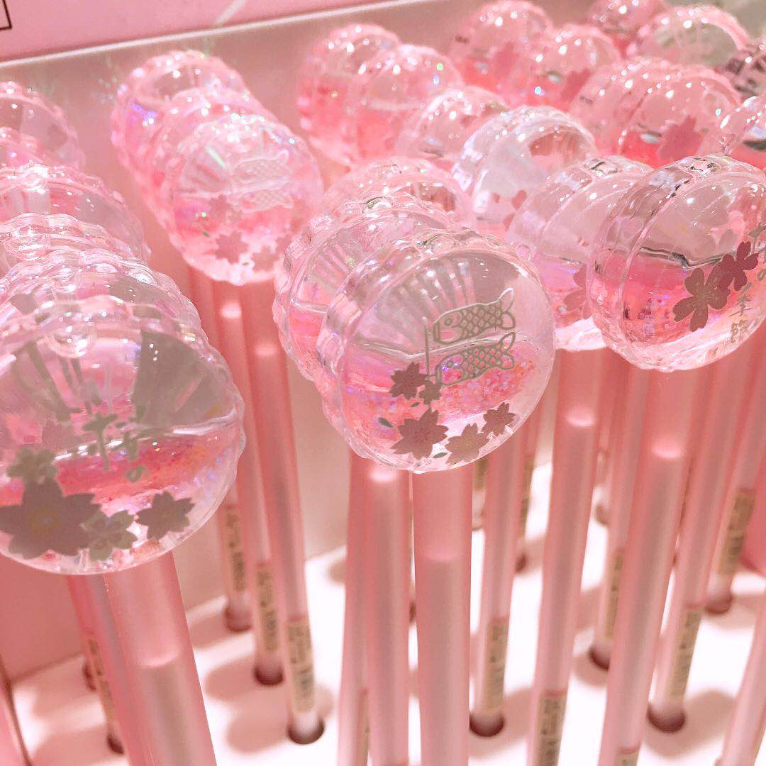 

1Piece Creative Flow Oil Crystal Pen Korean Stationery Cute Pink Gel Pen School Office Supply