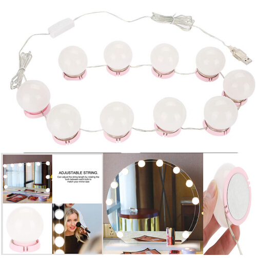 Compact Mirrors Makeup Mirror Vanity LED Light Bulbs Kit USB Charging Port Cosmetic Lighted Bulb Adjustable Brightness Lights-image-435020625