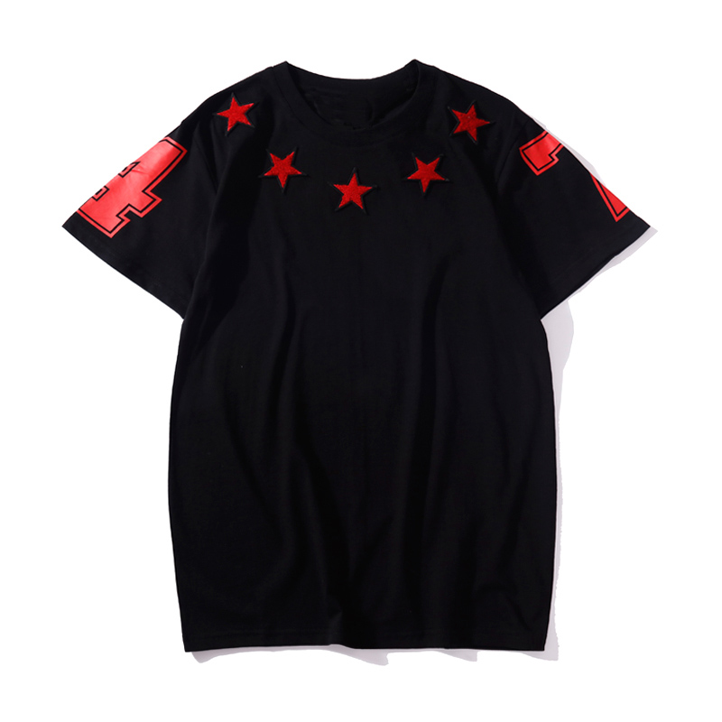 

Mens T Shirts Men Women Hip Hop T Shirt Short Sleeves Fashion Five Pointed Star Printing Mens Stylist T Shirt Size S-3XL, Black white
