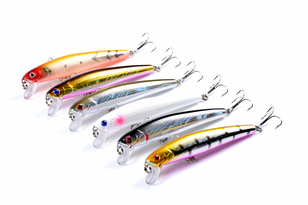 

New 3-D eyes and Lifelike Painted Shallow Diving Jerkbait 9.8g 9.6cm 6colors reinforced lip Laser Wobble Fangbait