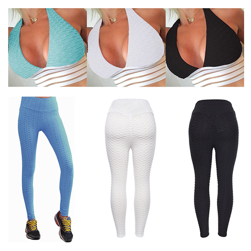 

Women Yoga Sets High Waist Jacquard Yoga Leggings Bra Elastic Push Up Sports Fitness Sets Ladies Gym Workout Clothes Pants Vest 050317, #1
