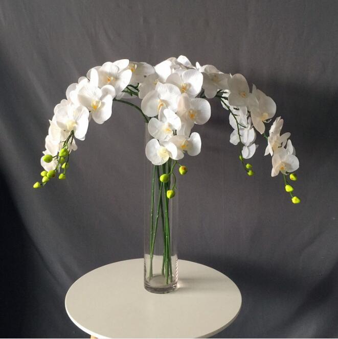 

10Pcs/lot Lifelike Artificial Butterfly Orchid flower Silk Phalaenopsis Wedding Home DIY Decoration Fake Flowers free shipping, Cream