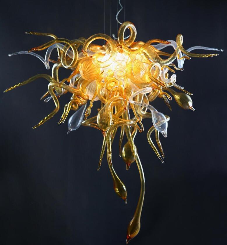 

Italy Art Design Amber Color Triangle Shape Handmade LED CE UL Certificate New Style Blown Glass Chandelier Lighting