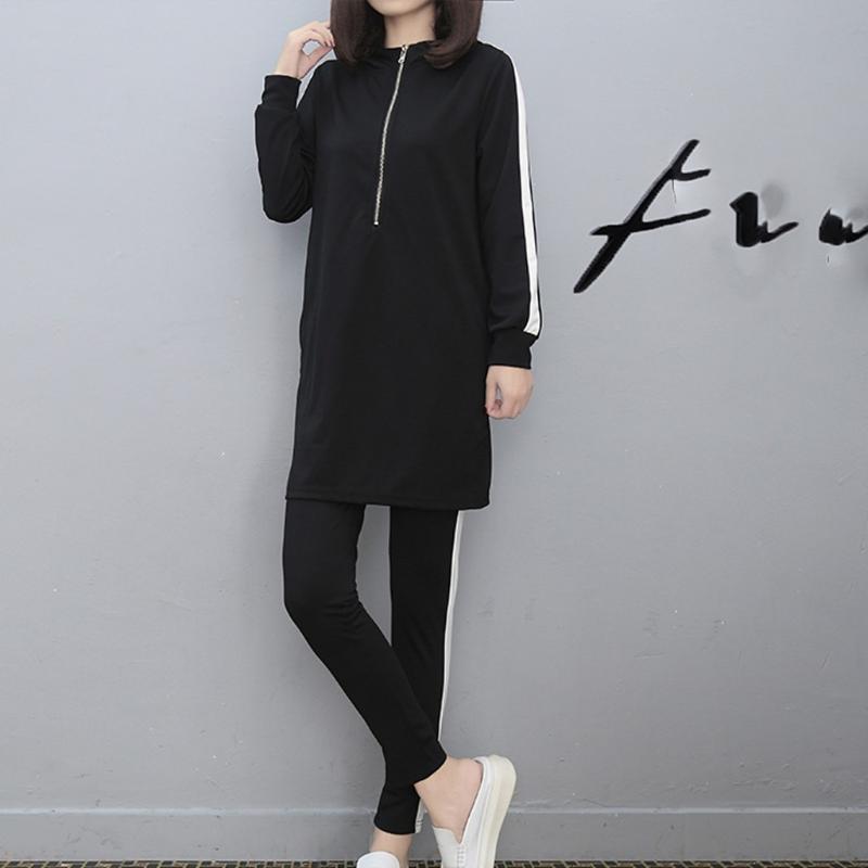 

tracksuit women sportwear women's winter suit Women Long Sleeve Split 2 Piece Set Hooded Long Pants Casual Outfit Sportswear*3, Black