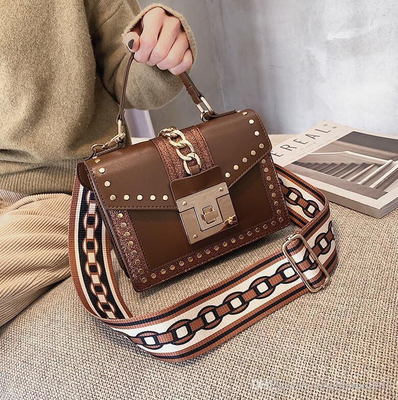 

Factory wholesale women bag sequined small square bags chain decoration fashion shoulder handbag gold buckle womens messenger handbags