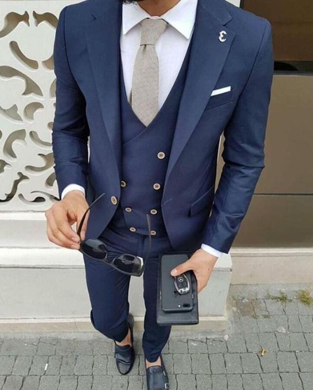 

Men's Slim Groom Fit Suit 3 Piece Jacket Vest Pants Sets Fatos de Casamento Para Homens Wedding Suits for men Blazer, Black