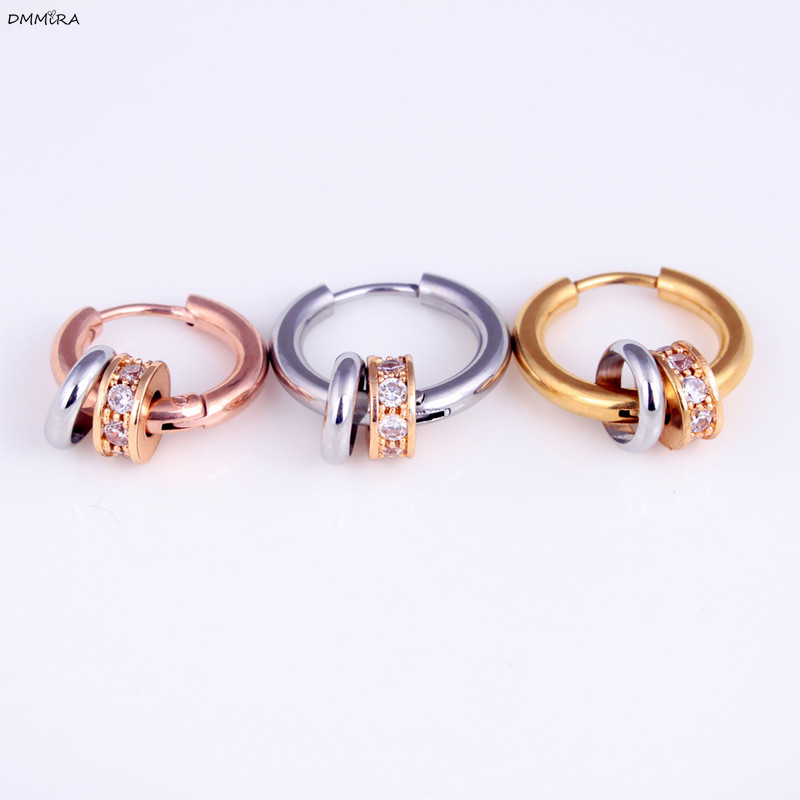 

Fashion Small Double Circle Stud Earrings Simple Crystal Women Earrings Korea Lovely Trendy Style girl's Stud