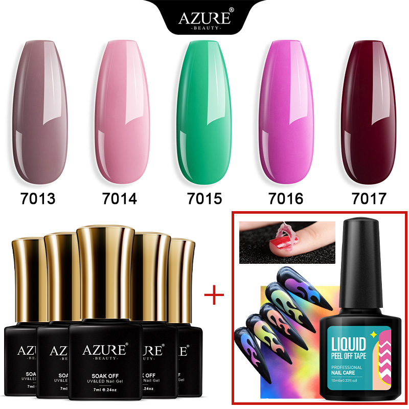 

Beauty 7Pcs/Lot Nail Art Salon Led Nail Gel Polish Set Soak Off Peel Off Tape Latex Led Gel Lacquer Sticker Kits