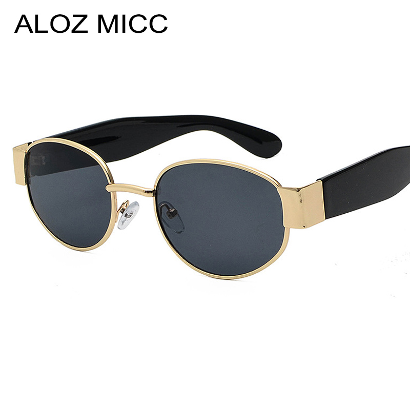 

ALOZ MICCFashion Metal Oval Sunglasses Men New Luxury Personality Round Sunglasses Women Black Red Female Eyewear Shades UV400 gafasA696