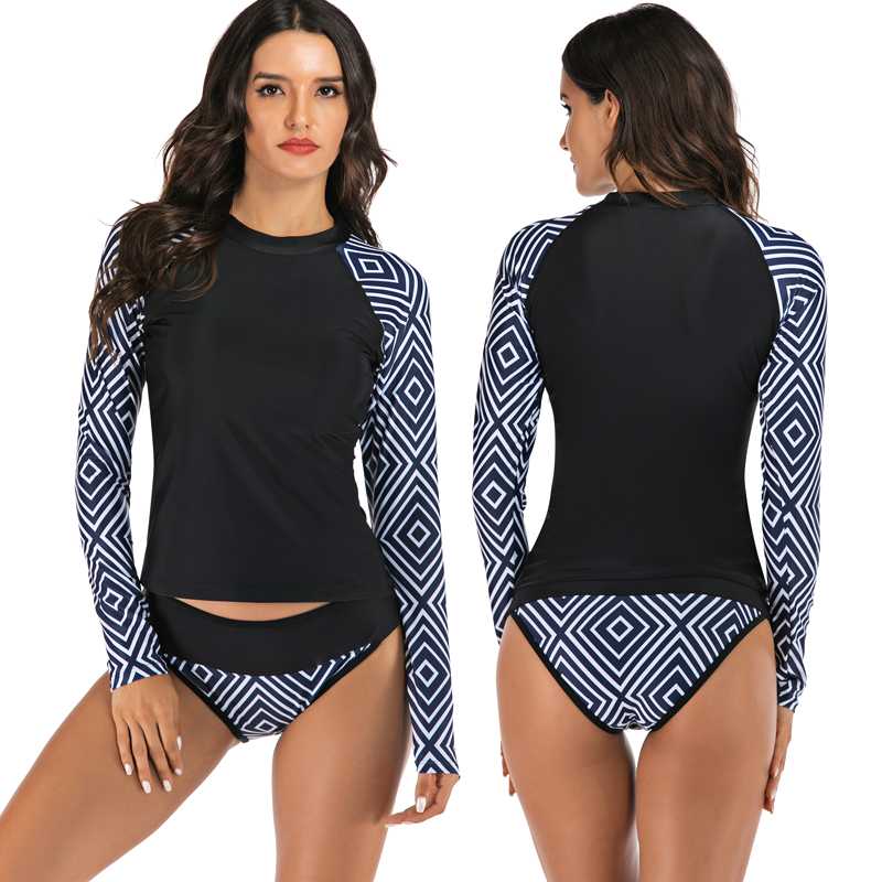 

Swimwear 2 Piece Long sleeve Surfing swimsuits for women Rash guard Tunics for Beach wear Monokini Sport Rashguard Surfing suit, 743