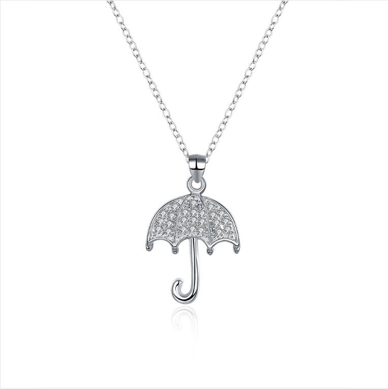 

Plated sterling silver necklace 18 inches Simple stone umbrella pendant necklace DHSN306 Top sale 925 silver plate Pendant Necklaces jewelry